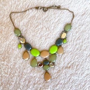 J. Crew Peach Green Blue Oval Statement Necklace